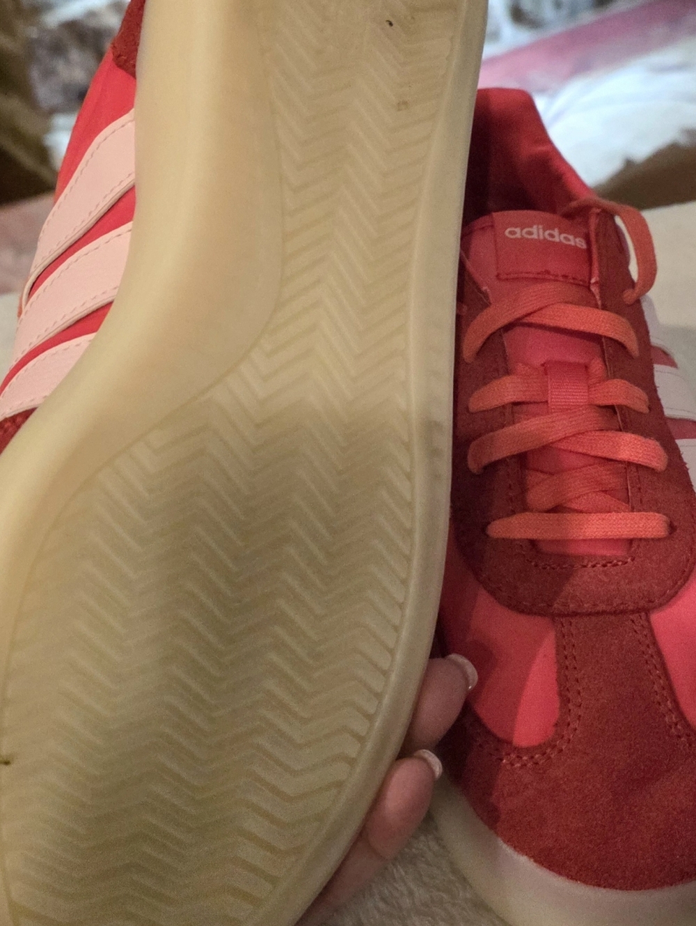 adidas Red and Pink Retro Low-Top Sneakers - Picture 3 of 9